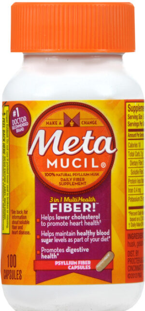 Metamucil 3-In-1 Daily Fiber Capsules 100 EA