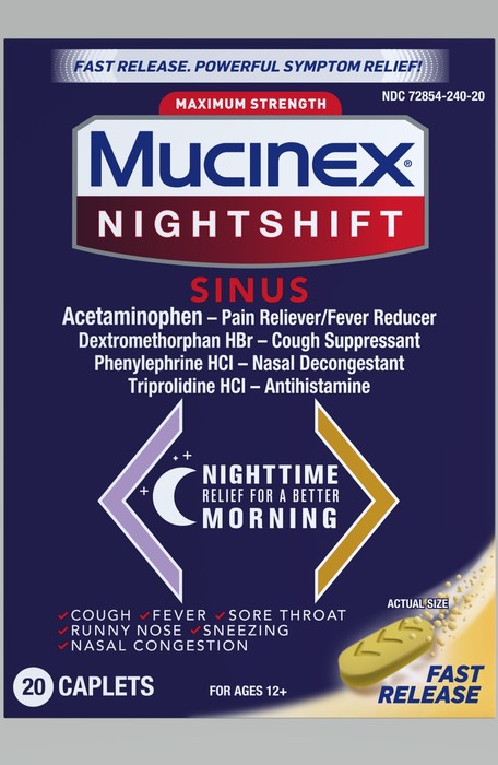 Mucinex Nightshift Sinus Fast Release Caplets Maximum Strength 20 EA